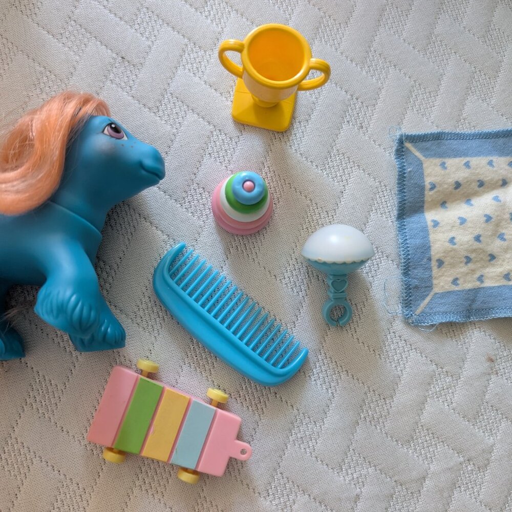 Vintage 1987 My Little Pony G1 Playtime Baby Brother Drummer with accessories